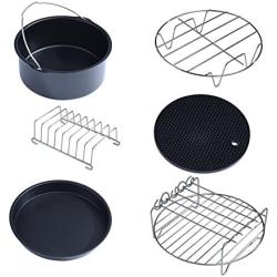 6 in 1 Multifunctional Air Fryer Accessories Set Kit Parts Metal Holder Skewer Rack Cake Barrel Multifunctional Skewer Rack