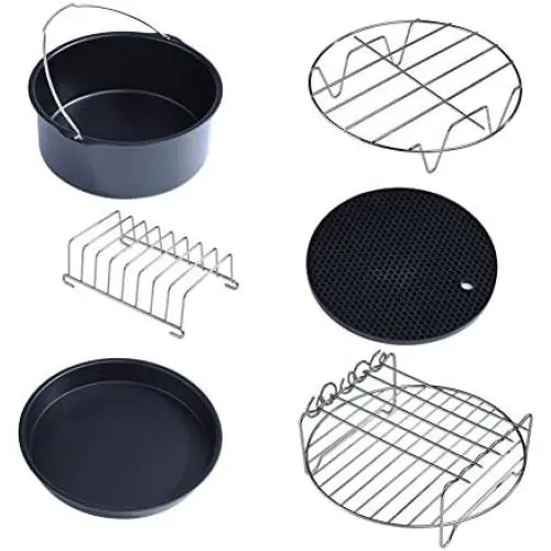 6 in 1 Multifunctional Air Fryer Accessories Set Kit Parts Metal Holder Skewer Rack Cake Barrel Multifunctional Skewer Rack 6 in 1 Multifunctional Air Fryer Accessories Set Kit Parts Metal Holder Skewer Rack Cake Barrel Multifunctional Skewer Rack