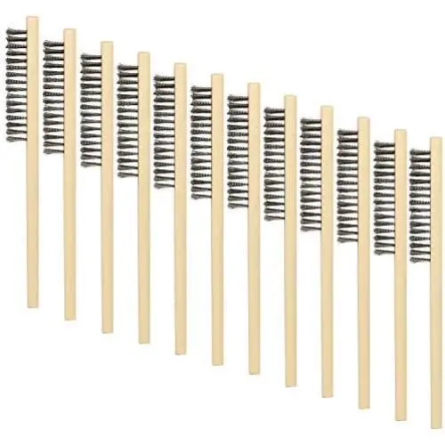 Wire Brush Set, 12 Pieces Metal Brush Wire Scratch Brush Steel Brushes with Wood Handle for Cleaning Rust Wire Brush Set, 12 Pieces Metal Brush Wire Scratch Brush Steel Brushes with Wood Handle for Cleaning Rust