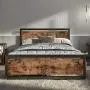 LIKIMIO Industrial Full Bed Frame with Headboard and Footboard, Strong 4 U-Shaped Support Frames & 2 Independent Support Rods & 9 Support Legs, Noise-Free, No Box Spring Needed