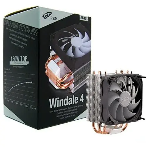 FSP Windale 4 CPU Cooler 4 Direct Contact Heatpipes 6mm Aluminum Alloy with 120mm PWM Fan (AC401) FSP Windale 4 CPU Cooler 4 Direct Contact Heatpipes 6mm Aluminum Alloy with 120mm PWM Fan (AC401)
