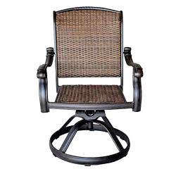 Patio Outdoor Santa Clara Swivel Rocker Dining Chairs Set of 4 Solid Cast Aluminum Furniture Dark Bronze