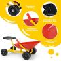 Costzon 8'' Kids Ride-on Sand Dumper, Children Outdoor Sandbox Toy Wheelbarrow Sit On, Heavy Duty Steel Digging Scooper Excavator Crane with 4 Wheels, Metal Garden Play Tools for Boys & Girls (Red)