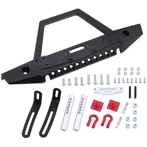Hobbypark Metal Front Bumper with D-Ring Tow Shackles for Axial SCX10 1/10 Scale RC Rock Crawler Hop-Ups Upgrade Parts