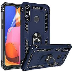 Galaxy A20S Case (Not Fit Galaxy A20/A20E) with HD Screen Protector, Gritup [Military Grade] 360 Degree Rotating Metal Ring Holder Kickstand Armor Bracket Cover Phone Case for Samsung A20S Blue