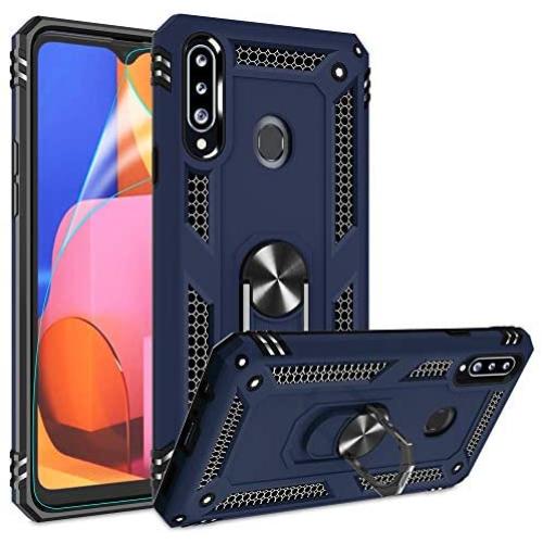 Galaxy A20S Case (Not Fit Galaxy A20/A20E) with HD Screen Protector, Gritup [Military Grade] 360 Degree Rotating Metal Ring Holder Kickstand Armor Bracket Cover Phone Case for Samsung A20S Blue