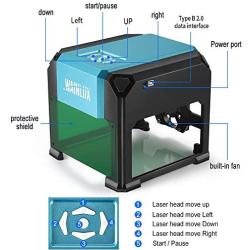 WAINLUX Laser Engraving Machine, Support Win, MAC Connection, 3000mW Small Desktop Laser Marking Machine, Laser Etching Range 3.14×3.14, ABS Material, for DIY Logo--Blue