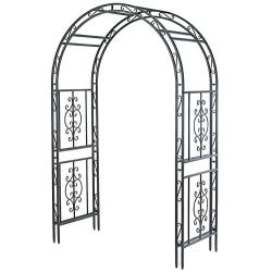 Montebello Decorative Iron Garden Arbor with 7-Inch Ground Stakes, 53 W x 23 D x 84 H Burnished Bronze Finish