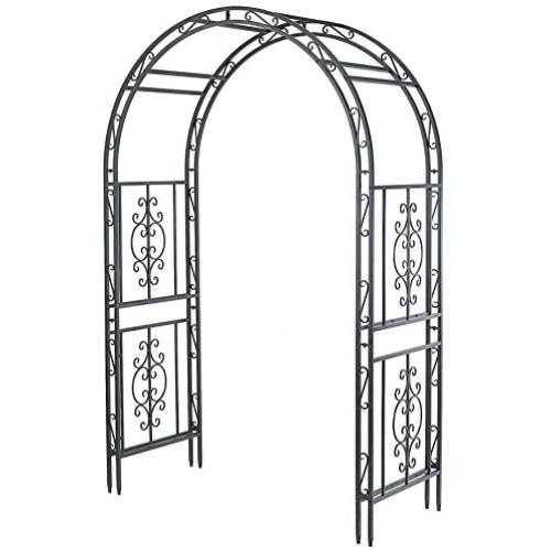 Montebello Decorative Iron Garden Arbor with 7-Inch Ground Stakes, 53 W x 23 D x 84 H Burnished Bronze Finish