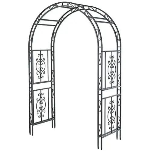 Montebello Decorative Iron Garden Arbor with 7-Inch Ground Stakes, 53 W x 23 D x 84 H Burnished Bronze Finish Montebello Decorative Iron Garden Arbor with 7-Inch Ground Stakes, 53 W x 23 D x 84 H Burnished Bronze Finish