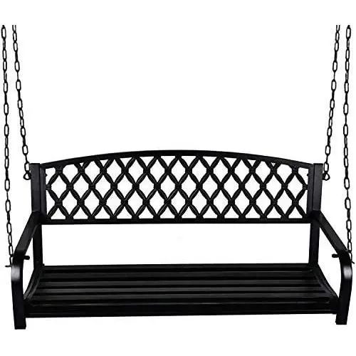 Grepatio All Weather Outdoor Porch Swing, Modern Hanging Patio Swing Bench for Home Garden, Classic Black (Fashion Diamond) Grepatio All Weather Outdoor Porch Swing, Modern Hanging Patio Swing Bench for Home Garden, Classic Black (Fashion Diamond)