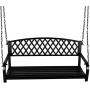 Grepatio All Weather Outdoor Porch Swing, Modern Hanging Patio Swing Bench for Home Garden, Classic Black (Fashion Diamond)