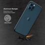 Slim Metal Bumper Case Compatible with iPhone 12 12 Pro, Metal Bumper Cover with Soft TPU Inner [No Signal Interference][Support Wireless Charging] Compatible for iPhone 12 12 Pro, Blue