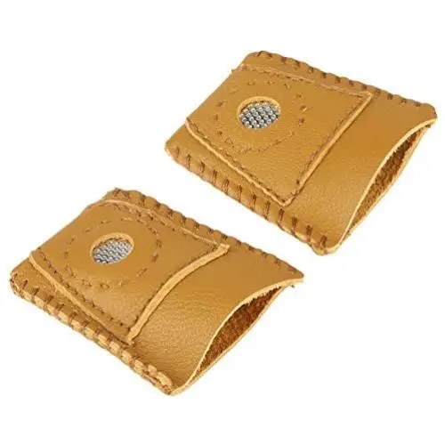 2pcs Large Size Leather Thimble Finger Sets with Metal Tip Hand Needlework Accessory 2pcs Large Size Leather Thimble Finger Sets with Metal Tip Hand Needlework Accessory