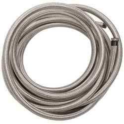 16 Feet 4AN AN4 1/4'' Fuel Line Hose Braided Stainless Steel Oil Gas Fuel Hose CPE Synthetic Rubber Line Silver