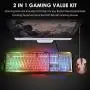 RGB Gaming Keyboard Mouse Combo Wired,Color Changing LED Backlit Computer Gaming Keyboad,Lighted PC Gaming Mouse,USB Keyboard Clicky Keys,Durable Metal Structure,for Xbox One PS4 Games Gamer Working