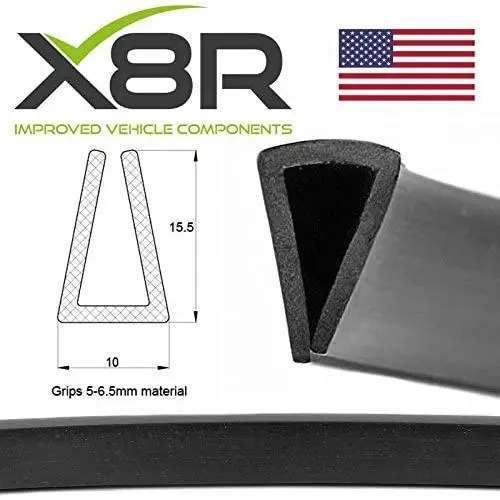 X8R Large Black Rubber U Channel Edging Edge Trim Seal Square Protection PVC Flex Part: X8R0107