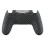eXtremeRate Black Silver Carbon Fiber Bottom Shell, Soft Touch Back Housing Case Cover, Game Improvement Replacement Parts for Playstation 4 PS4 Slim Pro Controller JDM-040, JDM-050 and JDM-055