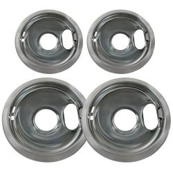 KITCHEN BASICS 101 4 Pack (2) 6'' & (2) 8'' Replacement Chrome Pans for Whirlpool W10278125 W10196405 W10196406