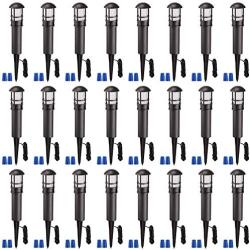 LEONLITE 24-Pack LED Landscape Pathway Light, 3W (18W Eqv.), AC/DC 12V Low Voltage Path Lighting, IP65 Waterproof, Non-Dimmable, ETL Listed, Bronze Aluminum Housing, 4000K Cool White