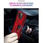 UNKNOK Compatible with iPhone 12 5G Case, iPhone 12 Pro 5G Case [Military Grade ] Drop Tested Metal Rotating Ring Kickstand Magnetic Support Cover for iPhone 12 and iPhone 12 Pro 6.1 Inch (Red)