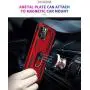 UNKNOK Compatible with iPhone 12 5G Case, iPhone 12 Pro 5G Case [Military Grade ] Drop Tested Metal Rotating Ring Kickstand Magnetic Support Cover for iPhone 12 and iPhone 12 Pro 6.1 Inch (Red)