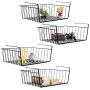 Under Shelf Basket 4 Pack Hanging Under Shelf Storage Organizer Black Metal Wire Grid Under Table Shelf Storage Basket Rack for Pantry Cabinet Desk Bookshelf Office Closet