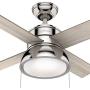 HUNTER 59386 Loki Indoor with LED Light with Pull Chain Control, 36'', Polished Nickel