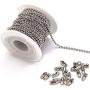 Tiparts 30 Feet Stainless Steel Ball Chains Necklace with 20pcs Connectors Clasps,Silver Bead Chain Sets (Chain Width 2.4mm+20pcs connectors)