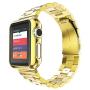 HUANLONG Compatible with Apple Watch Band, Solid Stainless Steel Metal Strap Band w/Adapter+Case Cover for Apple Watch iWatch 38mm (H Gold 38mm)