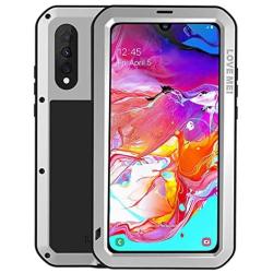 Simicoo Samsung A30S Military Metal Bumper Silicone Case Full Body Cover Built-in Gorilla Glass Heavy Duty Hybrid Shockproof Armor Impact Rugged Tough Case for Galaxy A30S (A30S, Sliver)