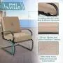 PHI VILLA Patio Spring Motion Metal Dining Chairs with Padded Beige Cushion, Set of 2 for Outdoor Deck, Porch