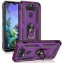 PUSHIMEI Compatible for LG Aristo 5/K8X/Phoenix 5/Fortune 3/Tribute Monarch/Risio 4 case,Military Grade Protection Phone Case Cover with HD Screen Protector Magnetic Ring Kickstand (Purple)