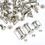 TecUnite Screw Post Metal Chicago Screws Binding Screw Leather Screw Nail Rivet Button Solid Belt Tack Screw, 1/4, 3/8 and 1/2 Inch, Silvery (75)