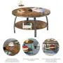 GreenForest 35.4 Inch Round Coffee Table 2-Tier Large Size Industrial Design Sofa Table for Living Room with Storage Shelf Metal Legs Center Table, Rustic Brown GreenForest 35.4 Inch Round Coffee Table 2-Tier Large Size Industrial Design Sofa Table for Living Room with Storage Shelf Metal Legs Center Table, Rustic Brown
