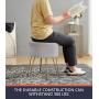 Ornavo Home Modern Round Velvet Storage Ottoman Foot Rest Stool/Seat with Gold Metal Legs & Tray Top Coffee Table - Silver