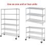 Meet Perfect 6-Shelf Shelving Storage Unit,Heavy Duty Metal Organizer Wire Rack w/Wheels,76 x 48x 18 Adjustable 4800 LBS NSF Shelves- Chrome Silver