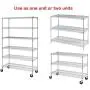 Meet Perfect 6-Shelf Shelving Storage Unit,Heavy Duty Metal Organizer Wire Rack w/Wheels,76 x 48x 18 Adjustable 4800 LBS NSF Shelves- Chrome Silver