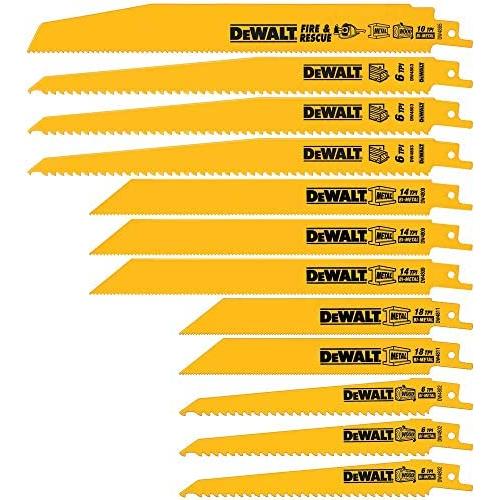 DEWALT Reciprocating Saw Blades, Bi-Metal Set with Case, 12-Piece (DW4892)