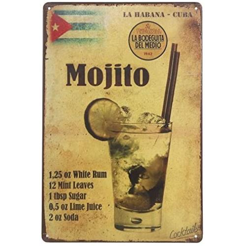 ERLOOD La Habana Cuba Mojito Drink Tin Sign Wall Retro Metal Bar Pub Poster Metal 12 X 8