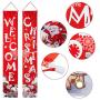 2 Pieces Christmas Porch Sign Christmas Banner Decoration Outdoor Indoor Red Xmas Decor Banner Christmas Door Banner Welcome Christmas Outdoor Sign with Plastic Rod and Hanging Ropes