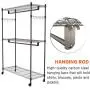 Kemanner Heavy Duty Rolling Garment Rack 3-Tiers Wire Shelving W/ Double Rods & Lockable Wheels & 1 Pair Side Hooks - Hold Up to 400Lbs (Gray, 2Rod 2Hook) Kemanner Heavy Duty Rolling Garment Rack 3-Tiers Wire Shelving W/ Double Rods & Lockable Wheels & 1 Pair Side Hooks - Hold Up to 400Lbs (Gray, 2Rod 2Hook)