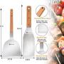 Gallize Metal Spatula Griddle Accessories Kit - Set of 5 High Grade Stainless Steel Grill Spatulas for BBQ and Cooking with Improved Quality Wooden Handles