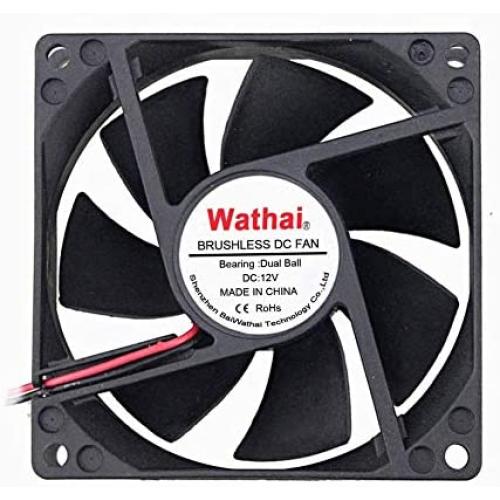 Wathai 80x80x25mm 80mm Dual Ball Bearing DC Cooling Fan 12V 2Pin