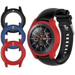 Case Fit Samsung Galaxy Watch (46mm) /Gear S3 Frontier Protector Case, 3Pcs Soft TPU Shock-Proof Protective Bumper Sleeve Cover Case for Galaxy Watch (46mm) /Gear S3 Frontier (Black Red Blue)