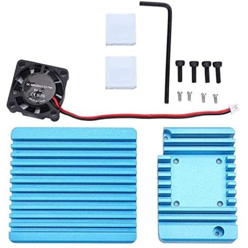 Aluminum Alloy Heat Sink Radiator with Mini Cooling Fan Heat Sink Cooling Fin for NanoPi R2S