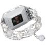fastgo Compatible for Fitbit Ionic Bracelet Bands, Replacement Band Feminine Handmade Artificial Bling Wristband for Women and Girls(White)