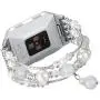 fastgo Compatible for Fitbit Ionic Bracelet Bands, Replacement Band Feminine Handmade Artificial Bling Wristband for Women and Girls(White)