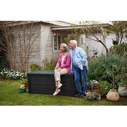 Keter Westwood 150 Gallon Resin Large Deck Box-Organization and Storage for Patio Furniture, Outdoor Cushions, Garden Tools and Pool Toys, Dark Grey