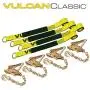 VULCAN Car Tie Downs with Chain Anchors - Lasso Style - 2 Inch x 96 Inch, 4 Pack - Classic Yellow - 3,300 Pound Safe Working Load VULCAN Car Tie Downs with Chain Anchors - Lasso Style - 2 Inch x 96 Inch, 4 Pack - Classic Yellow - 3,300 Pound Safe Working Load